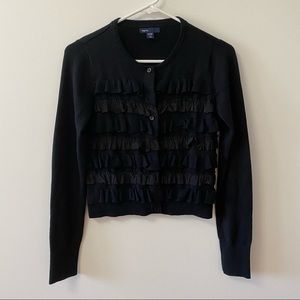 GAP BLACK RUFFLE SWEATER CARDIGAN